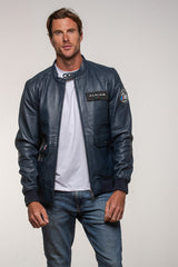 Men’s Alpine M70 leather jacket royal blue