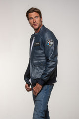 Men’s Alpine M70 leather jacket royal blue