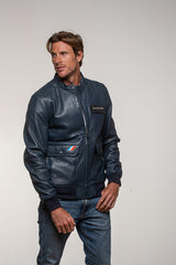 Men’s Alpine M70 leather jacket royal blue