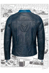 Blouson en cuir Michel Vaillant Michel 3 bleu royal Homme