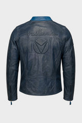 Blouson en cuir Michel Vaillant Michel 3 bleu royal Homme