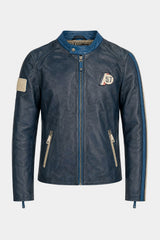 Blouson en cuir Michel Vaillant Michel 3 bleu royal Homme