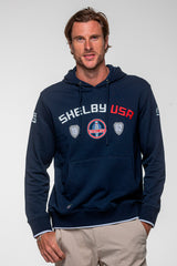 Sweatshirt Carroll Shelby "Mustang" en coton bleu marine Homme