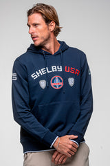 Sweatshirt Carroll Shelby "Mustang" en coton bleu marine Homme