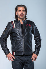 Blouson en cuir 24H Le Mans Marlon noir Homme
