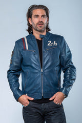 Blouson en cuir 24H Le Mans Marlon bleu royal Homme