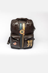 Sac à dos en cuir Steve McQueen Matt 7 marron foncé