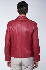 Blouson en cuir 24H Le Mans Max rouge racing Homme