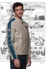 Blouson en cuir Michel Vaillant Michel 2 ecru Homme