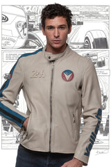 Blouson en cuir Michel Vaillant Michel 2 ecru Homme