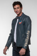 Blouson en cuir Michel Vaillant Michel 2 bleu royal Homme