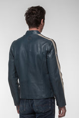 Blouson en cuir Michel Vaillant Michel 2 bleu royal Homme