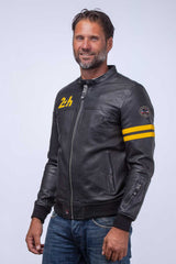 Blouson en cuir 24H Le Mans Miles 4 noir Homme