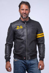 Blouson en cuir 24H Le Mans Miles 4 noir Homme