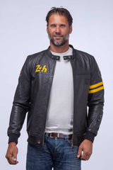 Blouson en cuir 24H Le Mans Miles 4 noir Homme