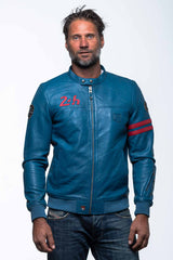 Blouson en cuir 24H Le Mans Miles 4 bleu ocean Homme