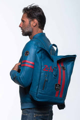 Blouson en cuir 24H Le Mans Miles 4 bleu ocean Homme