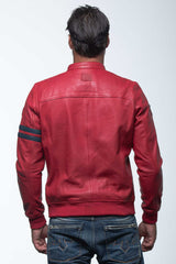 Blouson en cuir 24H Le Mans Miles 4 rouge racing Homme