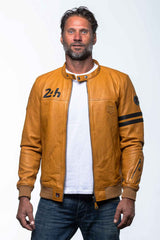 Blouson en cuir 24H Le Mans Miles 4 jaune Homme