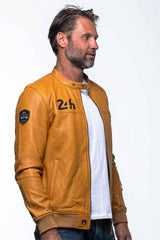 Blouson en cuir 24H Le Mans Miles 4 jaune Homme