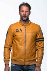 Blouson en cuir 24H Le Mans Miles 4 jaune Homme