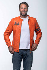 Blouson en cuir 24H Le Mans Miles 4 orange Homme