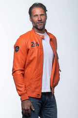 Blouson en cuir 24H Le Mans Miles 4 orange Homme