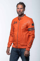 Blouson en cuir 24H Le Mans Miles 4 orange Homme