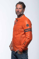 Blouson en cuir 24H Le Mans Miles 4 orange Homme