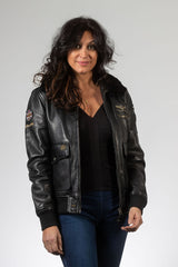Blouson en cuir Royal Air Force Molly noir Femme