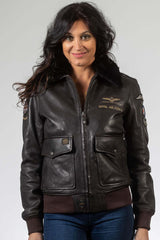 Royal Air Force Molly Leather Jacket Dark Brown Women