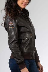 Royal Air Force Molly Leather Jacket Dark Brown Women