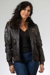 Royal Air Force Molly Leather Jacket Dark Brown Women