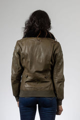 Blouson en cuir Royal Air Force Molly kaki foncé Femme