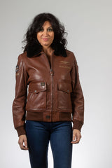 Blouson en cuir Royal Air Force Molly tortoise Femme