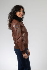 Blouson en cuir Royal Air Force Molly tortoise Femme