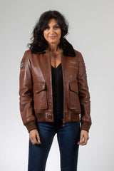 Blouson en cuir Royal Air Force Molly tortoise Femme