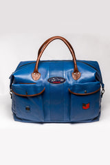 Sac de voyage en cuir Steve McQueen Pete 72h bleu star