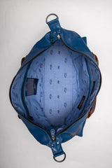 Sac de voyage en cuir Steve McQueen Pete 72h bleu star