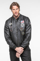 Blouson en cuir 24H Le Mans Pierre noir Homme