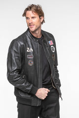 Blouson en cuir 24H Le Mans Pierre noir Homme
