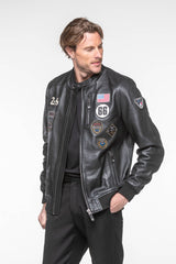 Blouson en cuir 24H Le Mans Pierre noir Homme