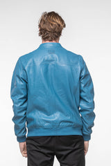 Blouson en cuir 24H Le Mans Pierre bleu mallard Homme