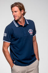 Polo Carroll Shelby "Farmer" en coton bleu marine Homme