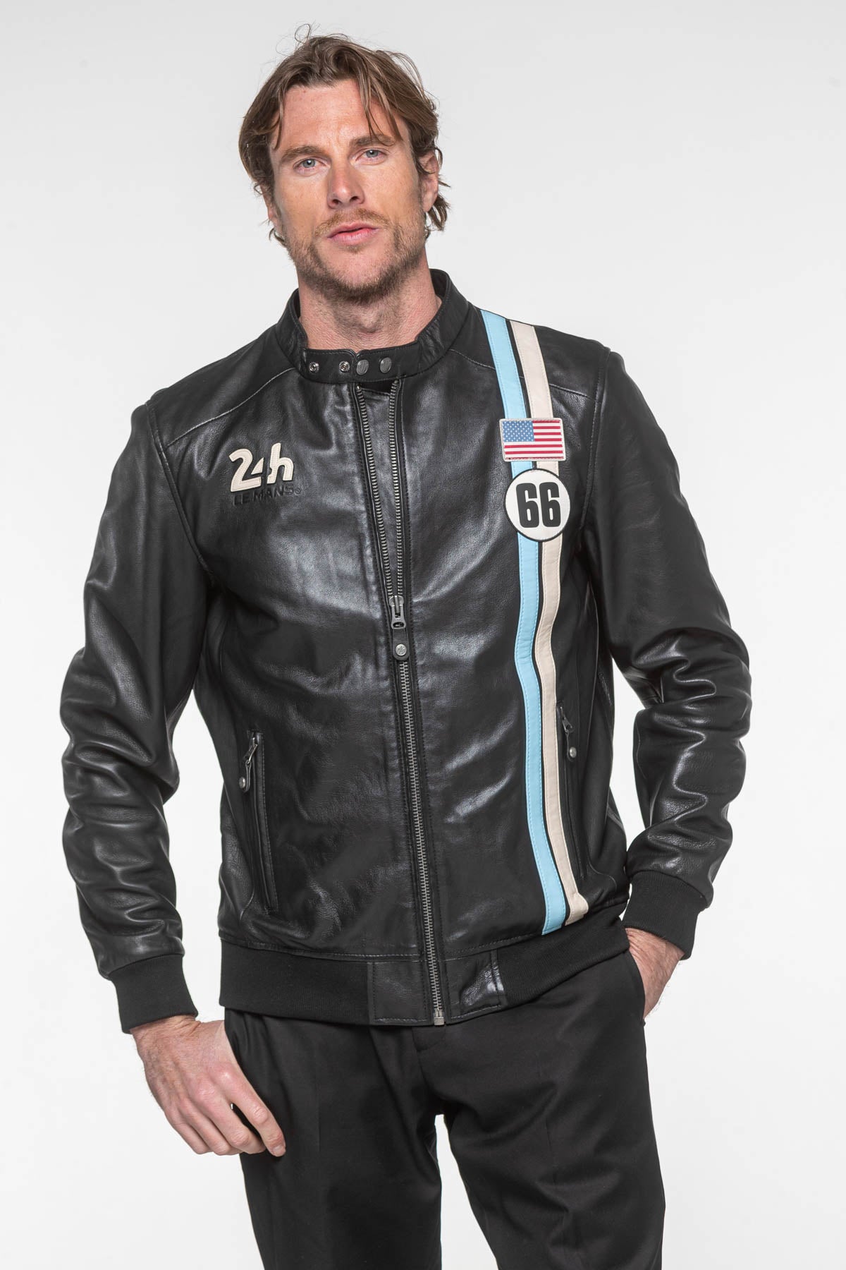 Richard Jacket Richard 24H Le Mans black leather jacket for men – Classic Legend Motors