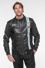 Richard 24H Le Mans black leather jacket for men