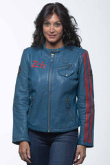 Blouson en cuir 24H Le Mans Riley 4 bleu ocean Femme