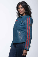 24H Le Mans Riley 4 leather jacket ocean blue Women