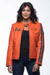Blouson en cuir 24H Le Mans Riley 4 orange Femme