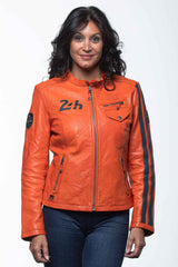 Blouson en cuir 24H Le Mans Riley 4 orange Femme